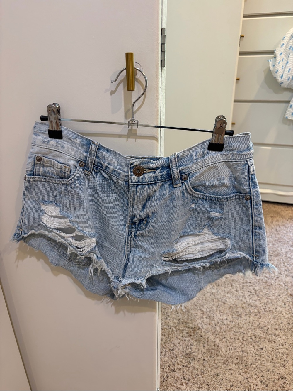 pistola Light Blue Distressed Denim Cutoff Shorts